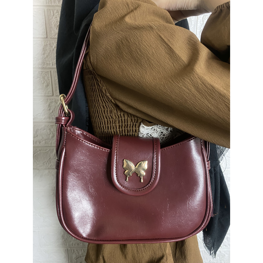 Shoulder Bag Wanita // Butterfly - PW014 Burgundy