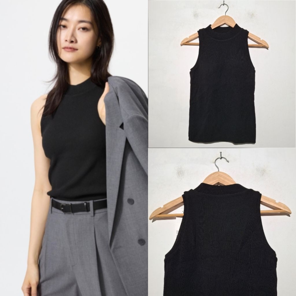 UNIQLO ATASAN BRA WANITA RAJUT WASHABLE 09 HITAM BARU ASLI ORIGINAL