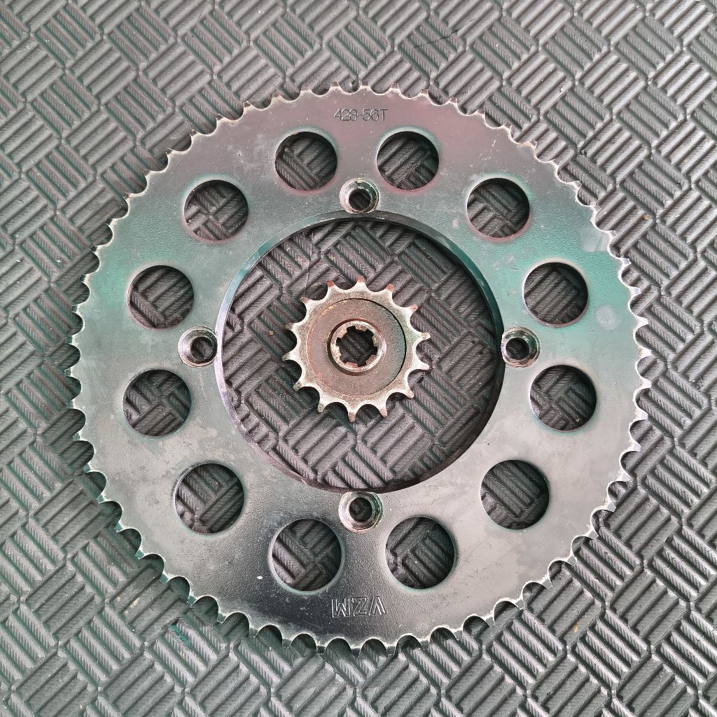 Gear KLX 150 Depan belakang 14/56/428 (bekas)
