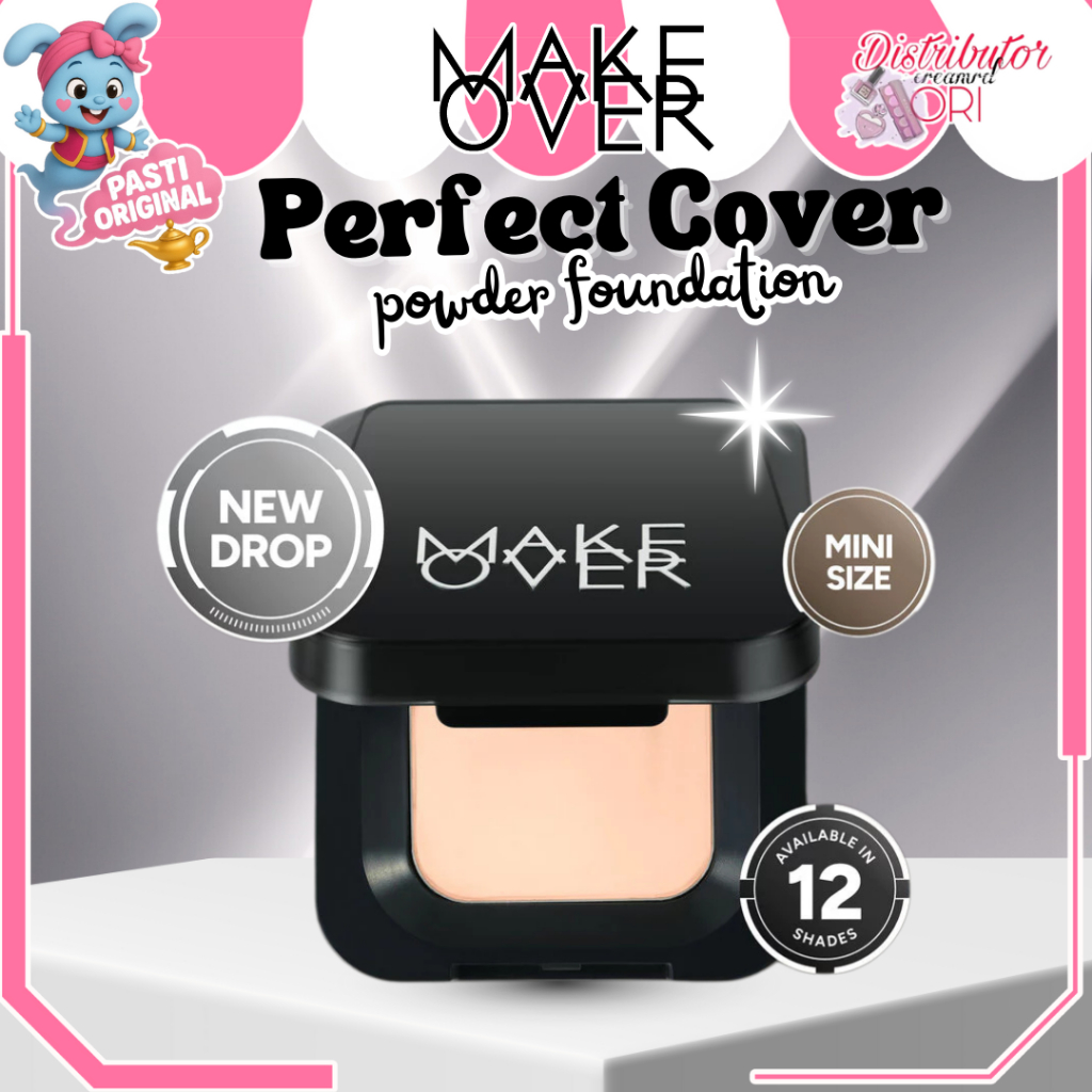 MAKE OVER Perfect Cover Powder Foundation Mini Twc Two Way Cake Bedak padat | Distributor Cream Ori