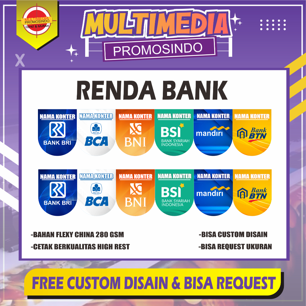 Banner Hiasan Konter / Renda Konter Bulat / Spanduk Konter / Flag Banner / Spanduk Konter