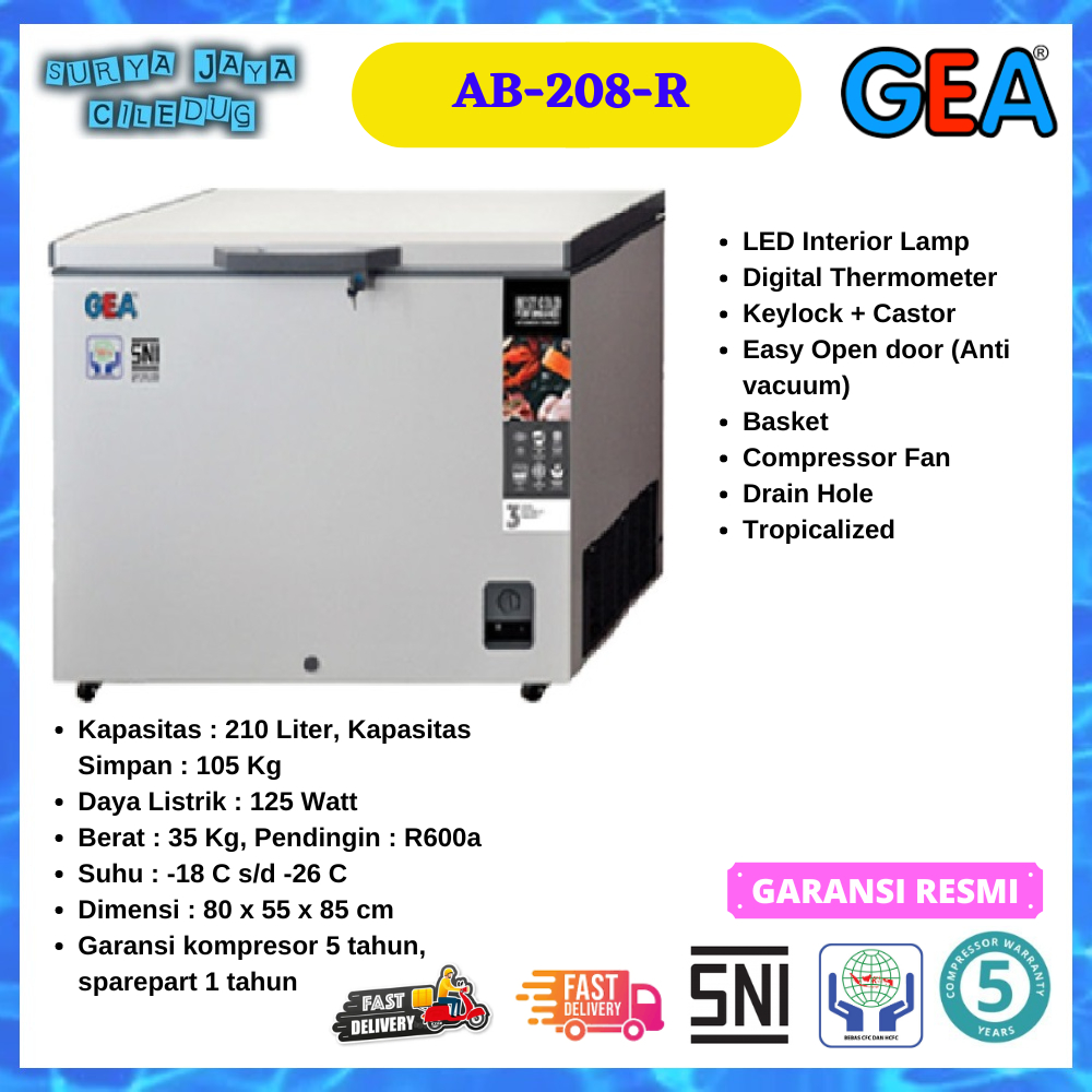 CHEST FREEZER GEA AB-208R 210 LITER FROZEN FOOD FREEZER BOX