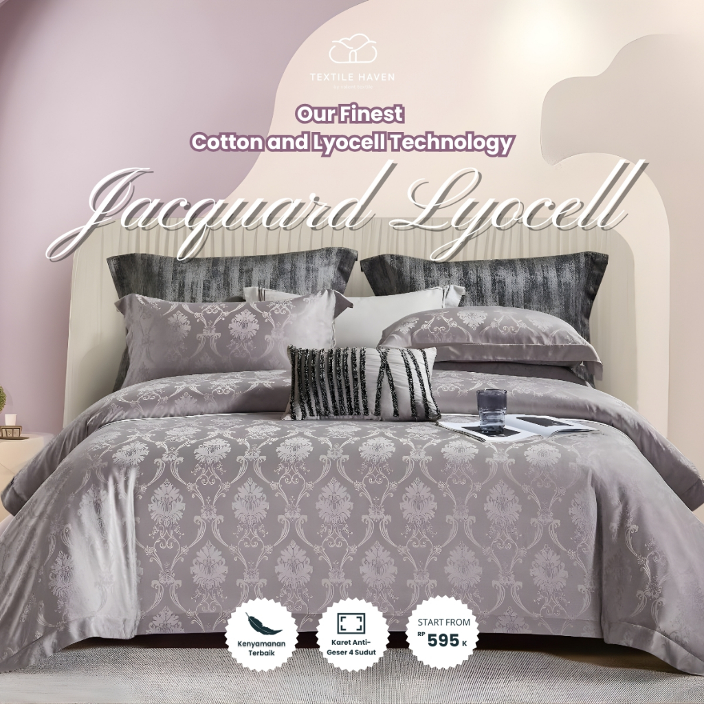 Sprei dan BedCover Jacquard Tencel Serat Bamboo Original 80s | Sprei KingKoil Sutra Emboss tinggi 40