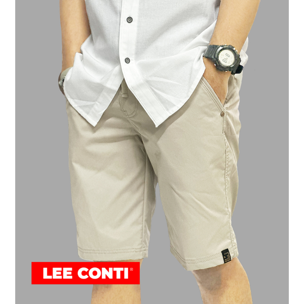 LEE CONTI Celana Pendek Chinos Katun Pria Karet ( BBK )