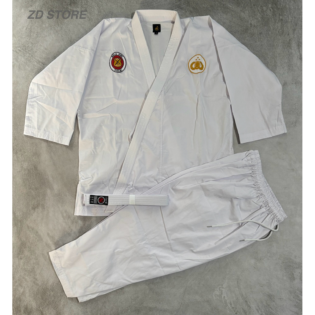 Baju Olahraga JUDO POLRI SABUK PUTIH/Setelan Olahraga Beladiri POLRI/Baju JUDO POLRI 1 SET