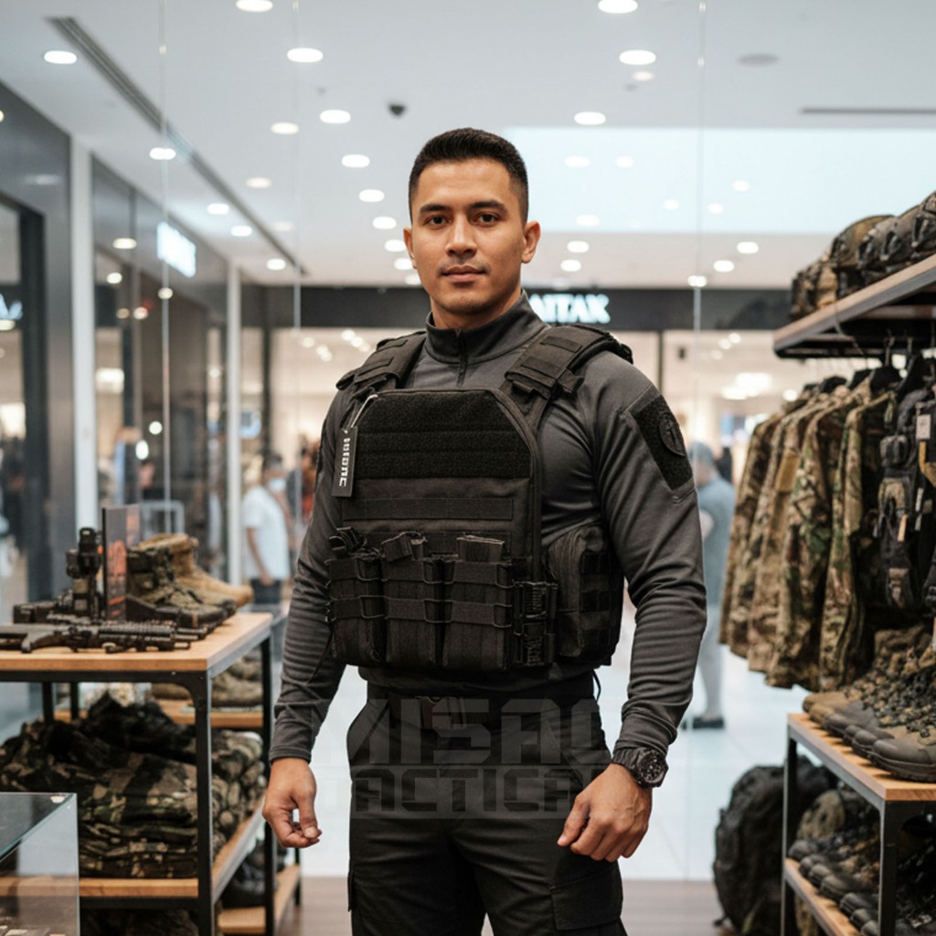 Misac - Rompi Bodyvest Black Mamba Tactical Bonus Dumy Plat Kevlar Rompi Polisi TNI Tentara Hitam