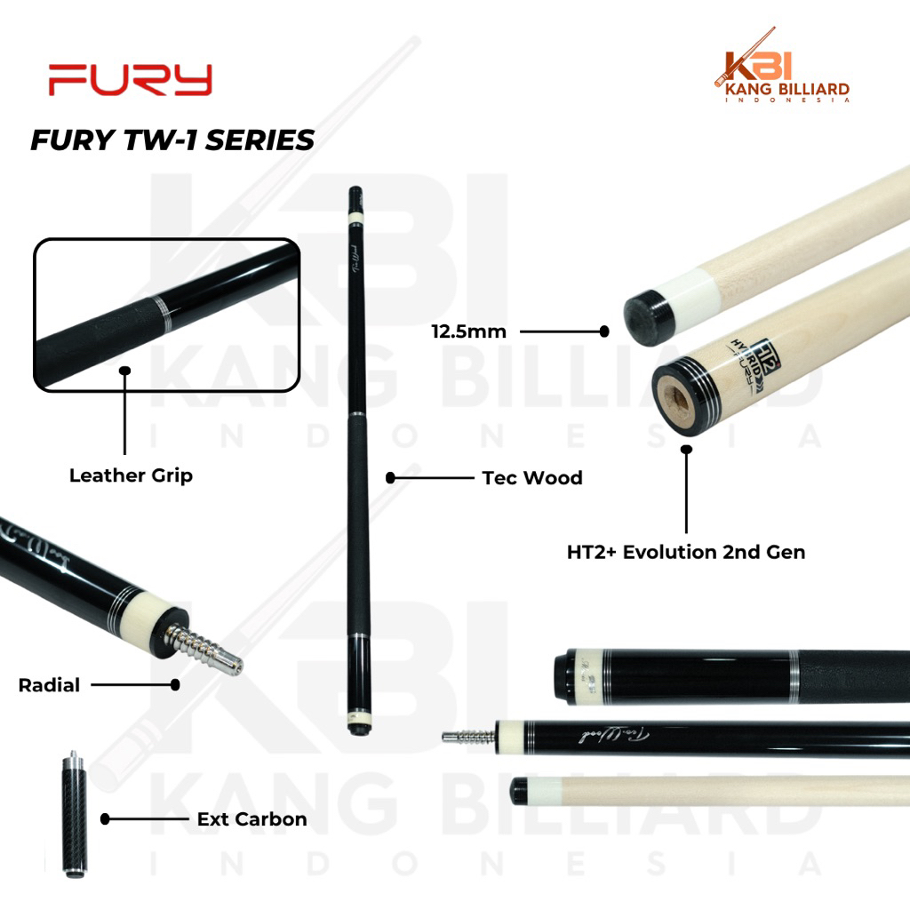 Stick Billiard Play Fury TW-1 Diameter 12.5 mm New