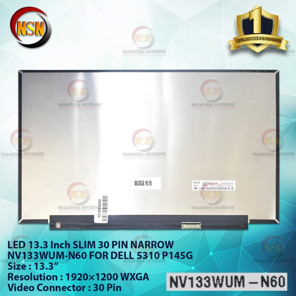 LED 13.3 SLIM 30 PIN NARROW NV133WUM-N60 FOR DELL 5310 P145G
