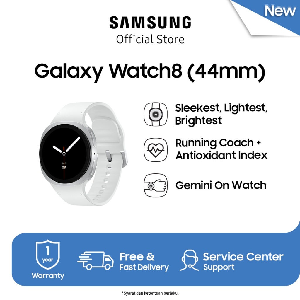 Samsung Galaxy Watch8 44mm - Silver | Bluetooth | Smart watch AI | Prosesor 3nm | Sleep Coaching