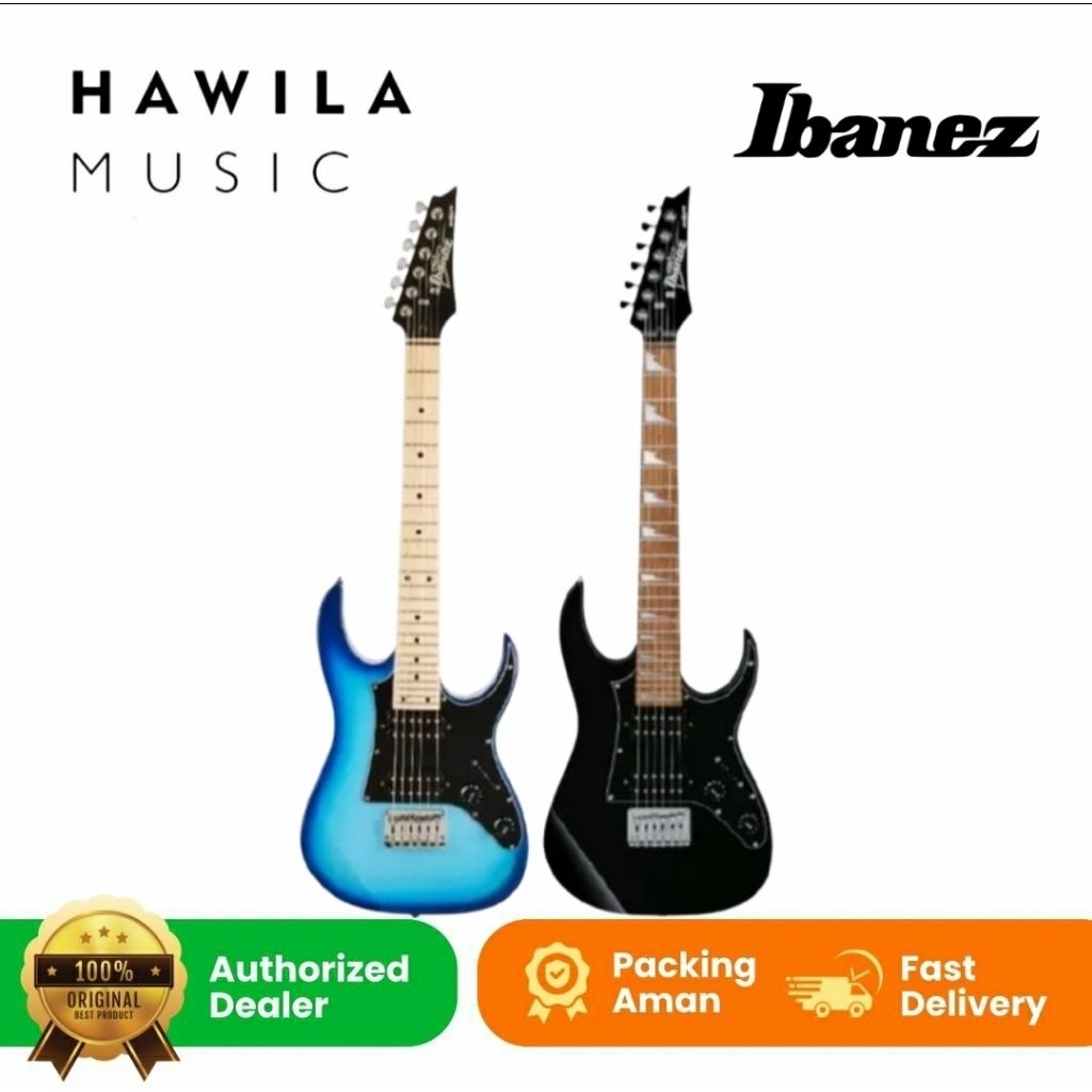 Gitar Elektrik Mini Gitar Ibanez GRGM21M BLT Blue Burst Ibanez GRGM 21 BKN Mikro Black Night