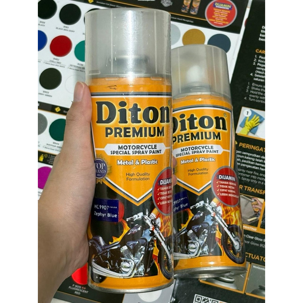 Pilox Diton Premium Zepyhr Blue**** Paket Zepyhr Blue || Cat Semprot Body Motor Rangka Motor&Velg Mo