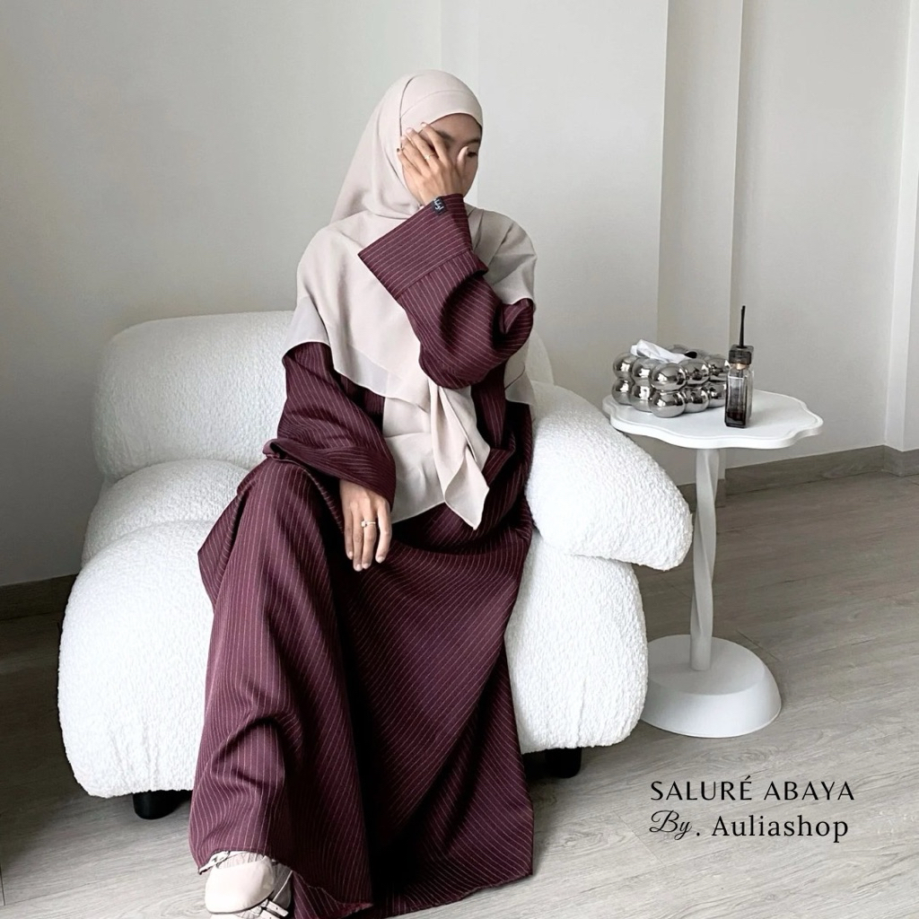 Auliashop - SALURÉ ABAYA | Abaya Stripe Semiwool | Abaya Muslim Motif Salur Elegant