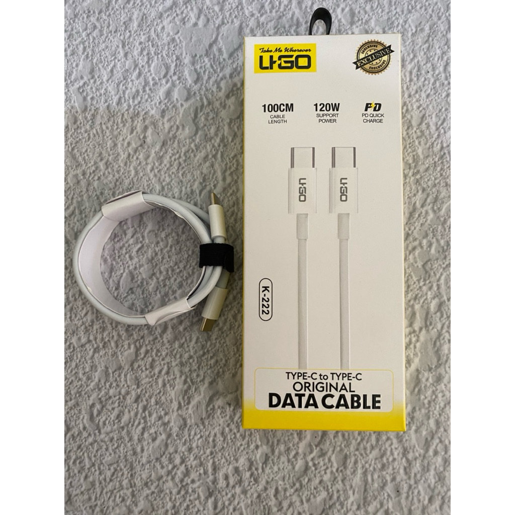 KABEL DATA UGO FAST CHARGING 120W Type c to Type c PREMIUM LEATHER K222