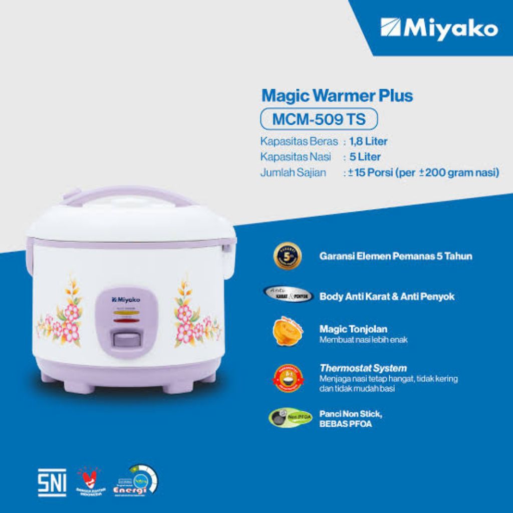 MAGIC COM PEMANAS NASI MIYAKO 1,8LITER MCM509TS