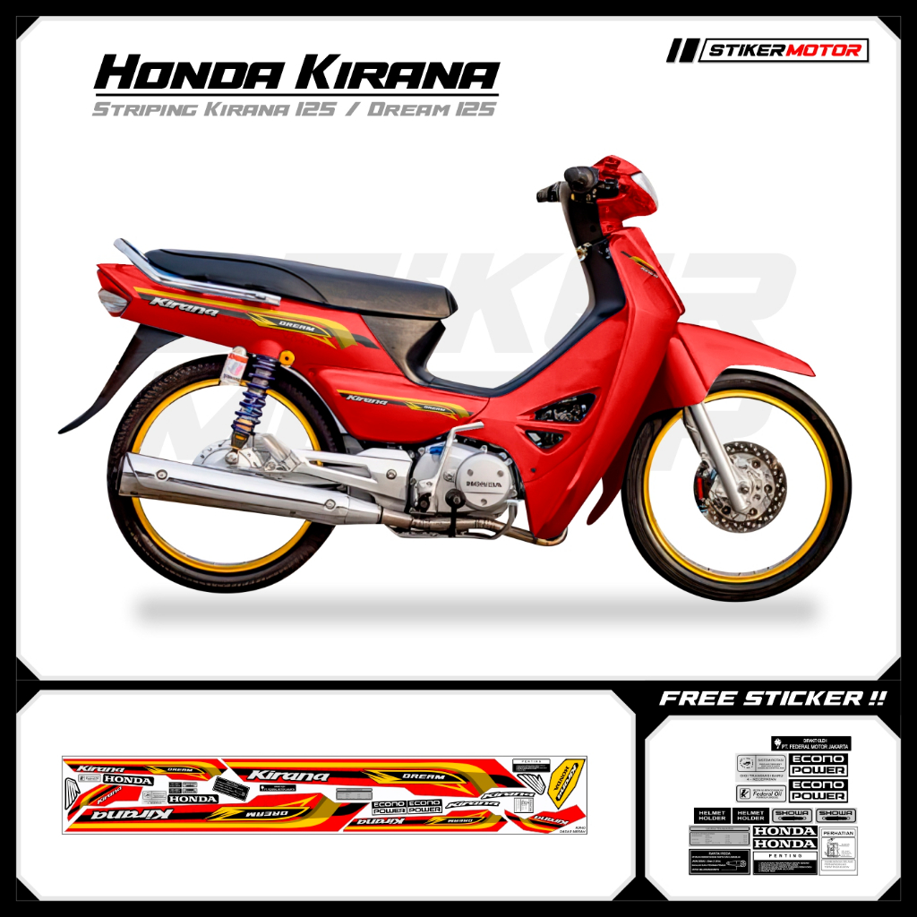 KIR40 Striping Stiker Honda Kirana 125 Honda Dream 125 Variasi Mothai Setiker Striker Setriping Stri