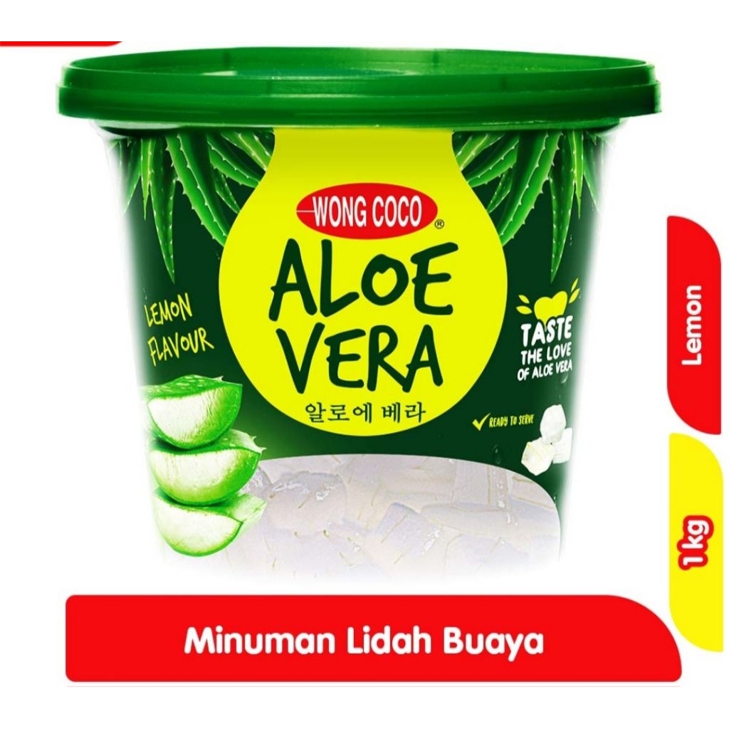 Wong Coco Aloe Vera Minuman Lidah Buaya Rasa Lemon Bucket 1kg