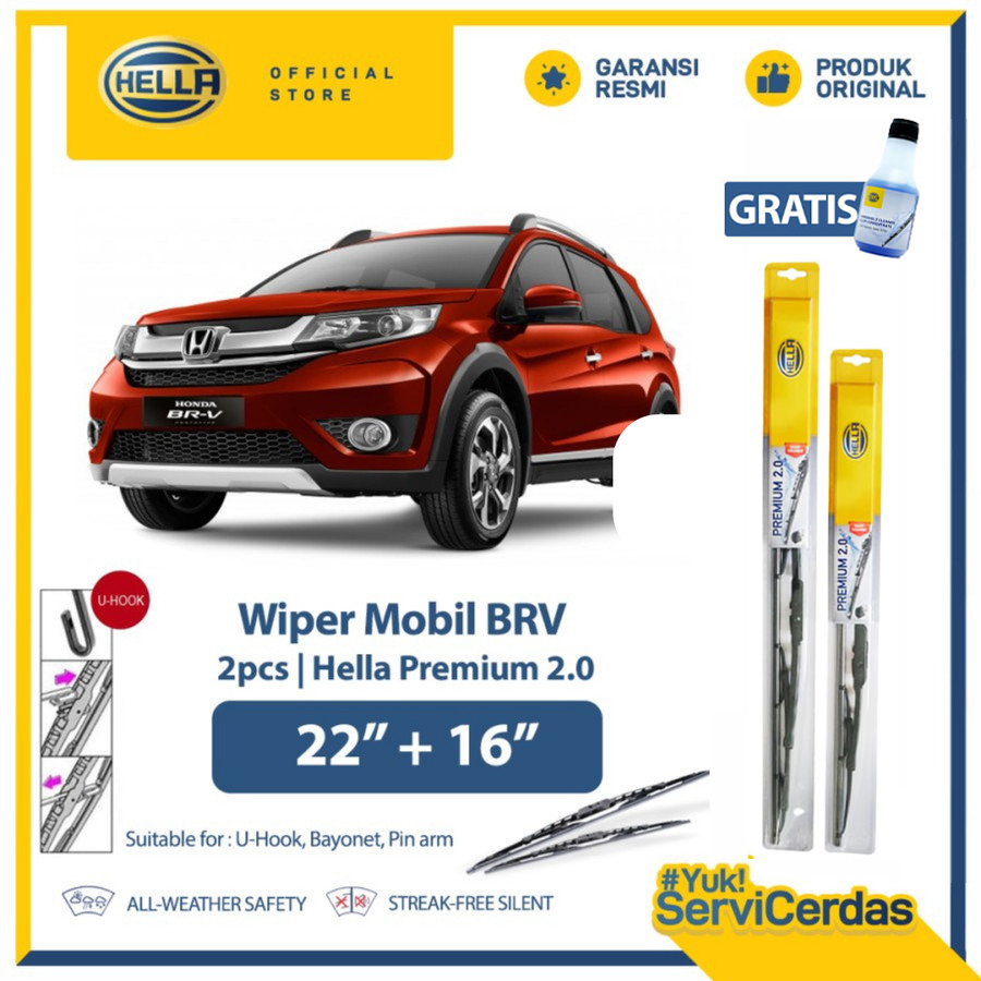 Wiper Mobil HONDA BRV 22" + 16" (2pcs) - HELLA Premium 2.0
