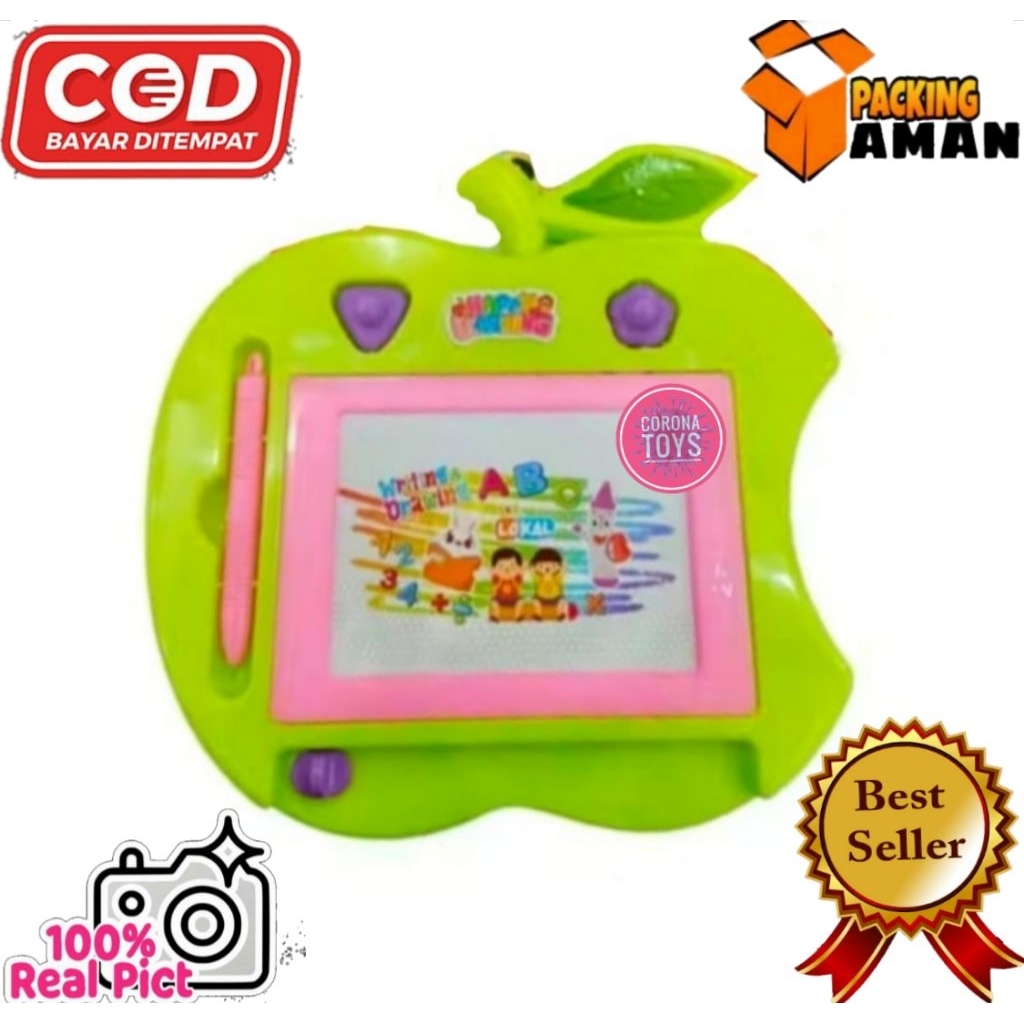 COD PROMO LKL013 MAINAN MURAH ANAK PAPAN TULIS KATAKTER APEL / PAPAN TULIS MAGNET / PAPAN DRAWING BE
