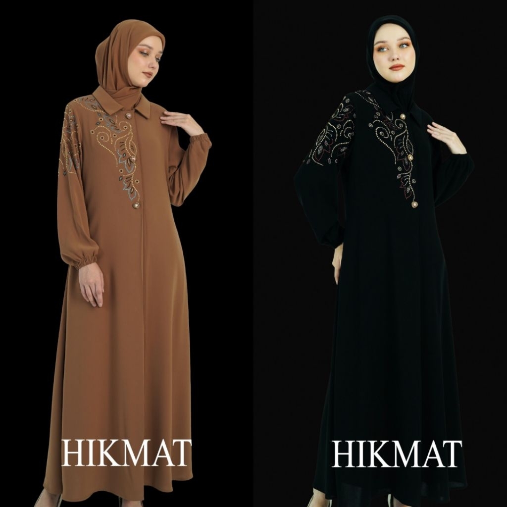 Neniku Abaya Hikmat Fashion Terbaru A1249 Black & D'Brown