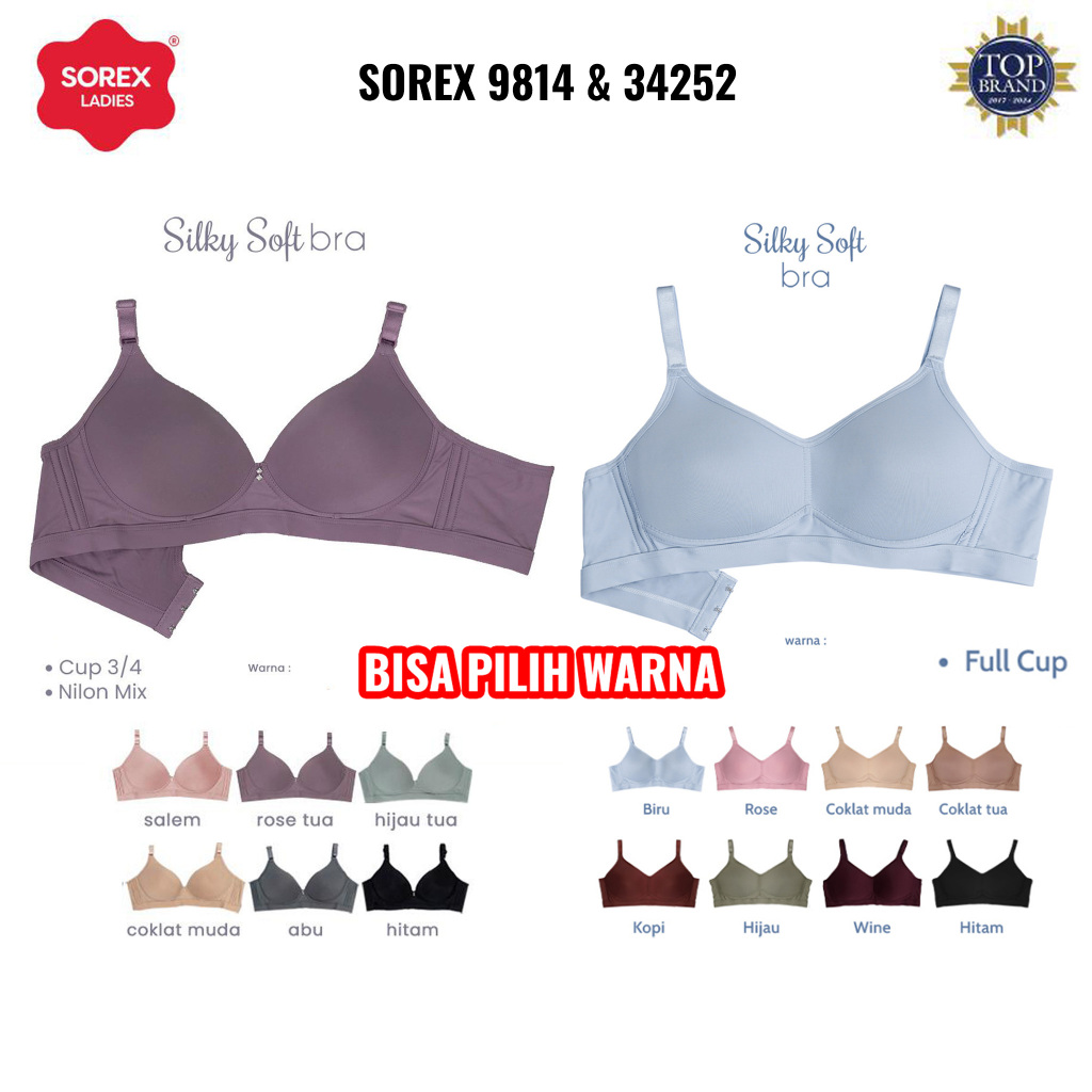 BH SOREX 9814 34252 BH SOREX BUSA SEDANG TANPA KAWAT CUP B-C SOREX BRA SILKY SOFT UK 36-42