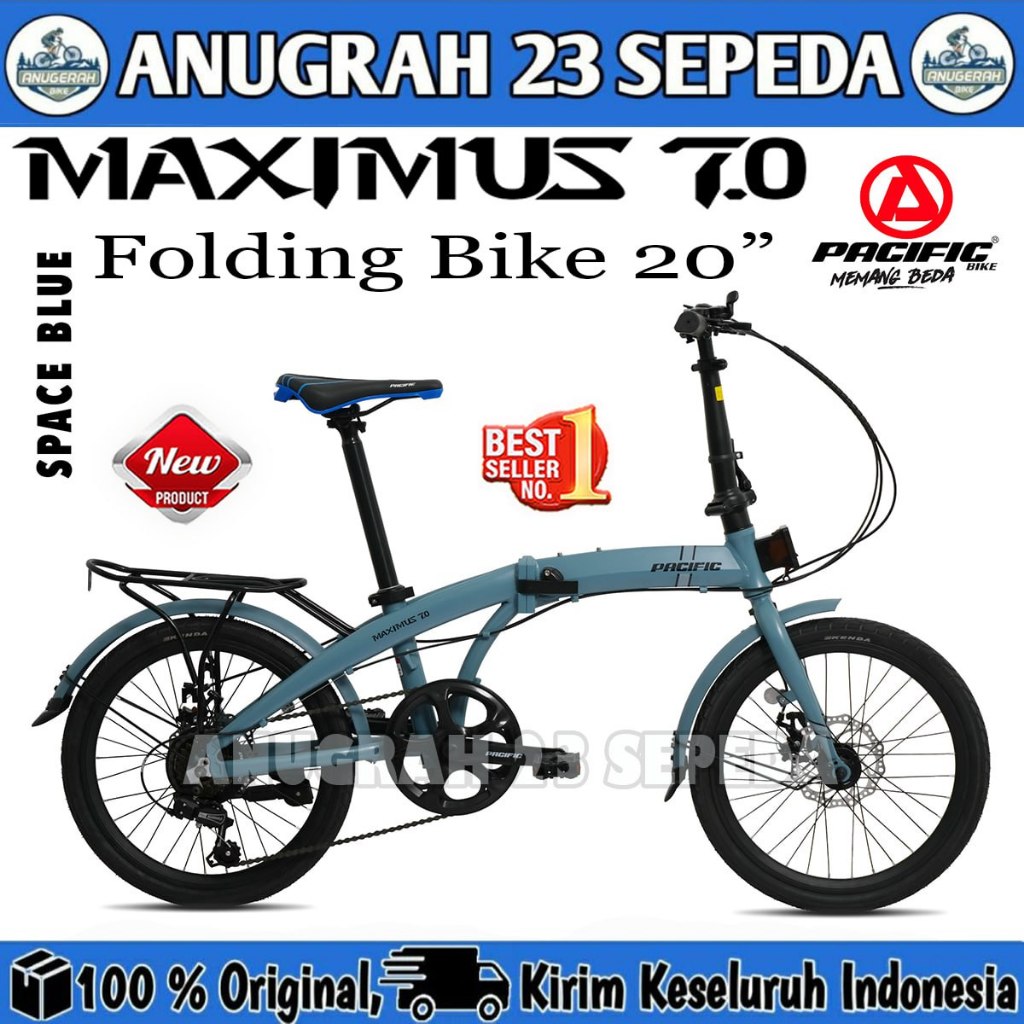 Sepeda Lipat MAXIMUS 7.0 by Pacific 7  Speed Alloy Ukuran 20 Inch Boncengan