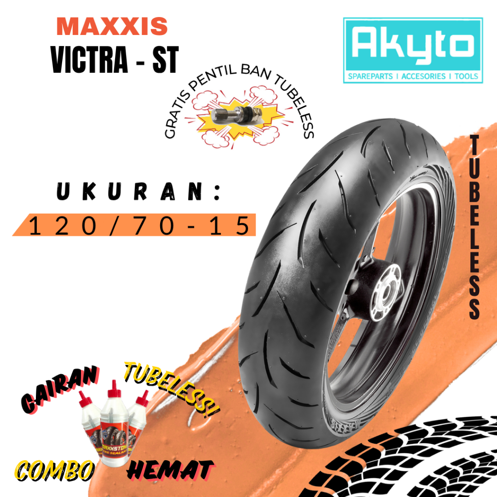 MAXXIS VICTRA ST / RING 15 BAN MOTOR MATIC TUBELESS FREE PENTIL + WRAPPING / X-MAX T-MAX FORZA  MOGE