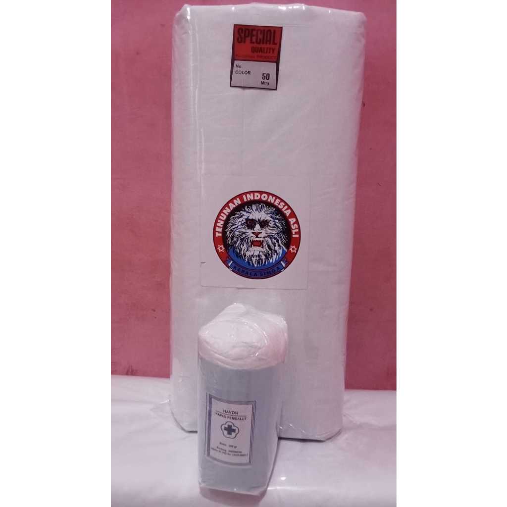 kain kafan mori bahan poly tc lebar 90cm x 50meter