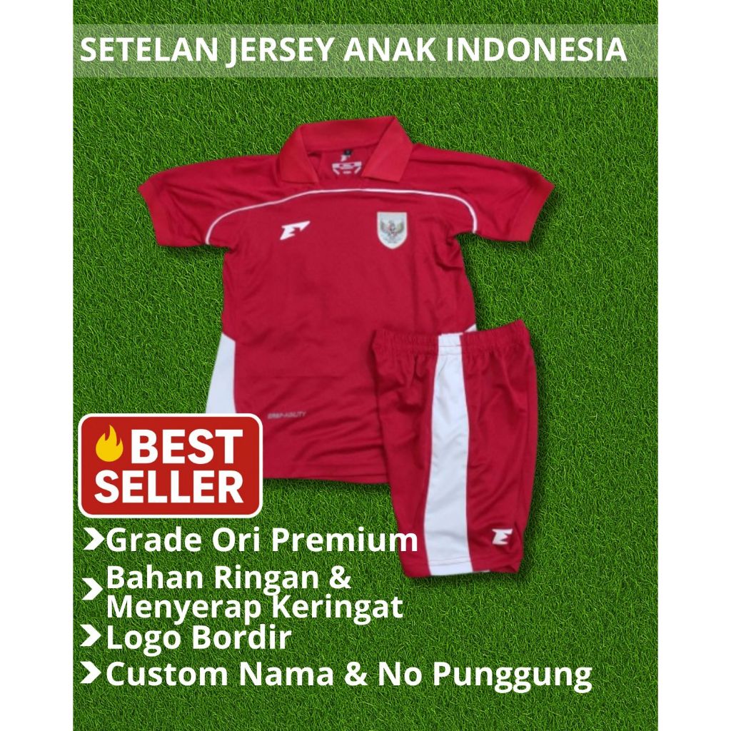 Setelan Jersey Bola anak Timnas Indonesia Erspo Baju Sepak Bola Anak Grade Ori Indonesia