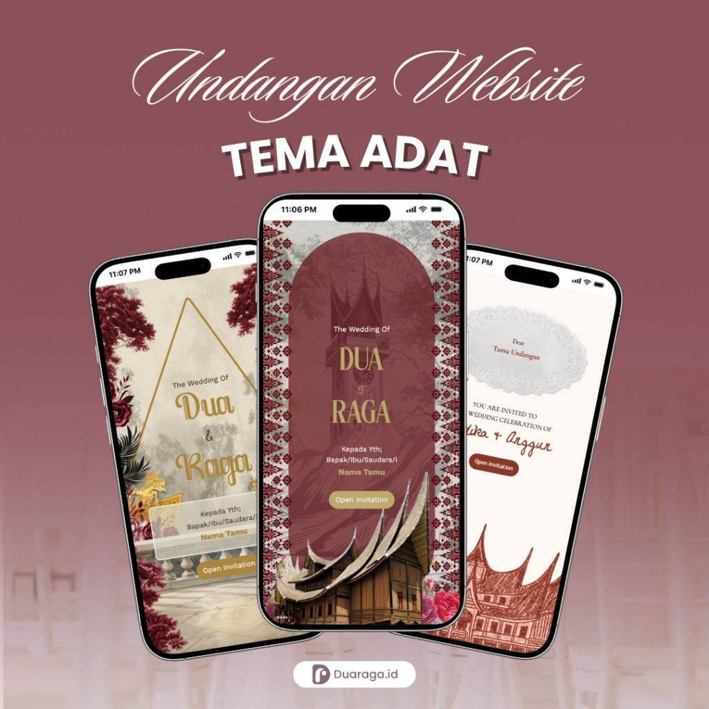 TEMA ADAT - Undangan Digital Website Pernikahan Adat Jawa Padang Minang Batak DLL