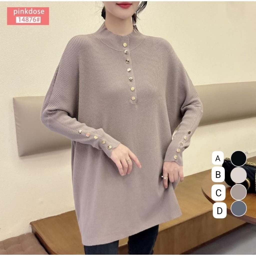 R08 CASSANDRA BATWING ATASAN RAJUT LENGAN PANJANG LD 130