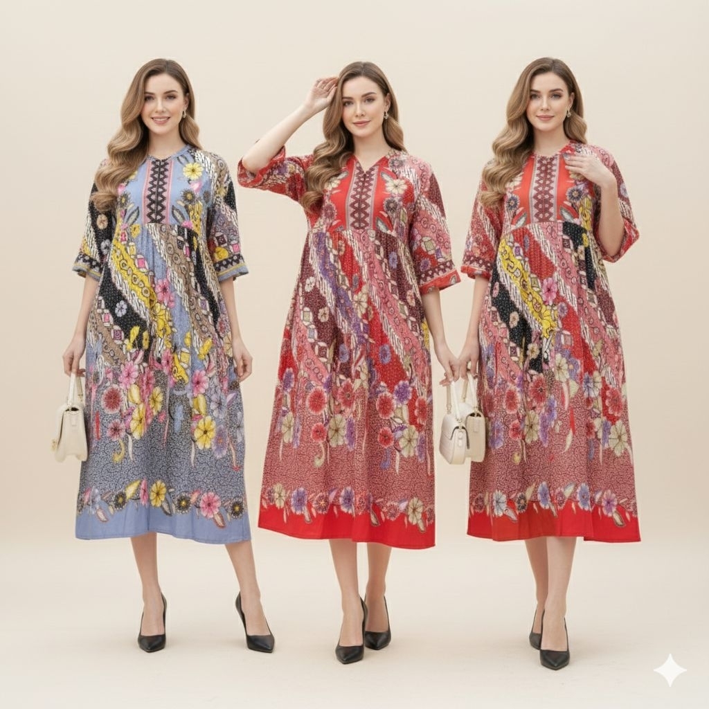 Jessa Daster payung lengan rempel / daster payung motif bunga / daster payung batik premium / daster