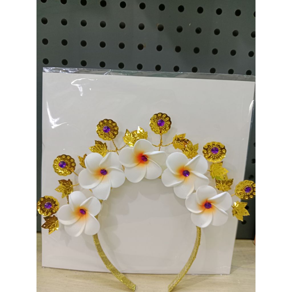 Mahkota  / Hiasan kepala   Bando   5  kamboja bali  cantik permata ungu  bisa di pakai anak dan dewa