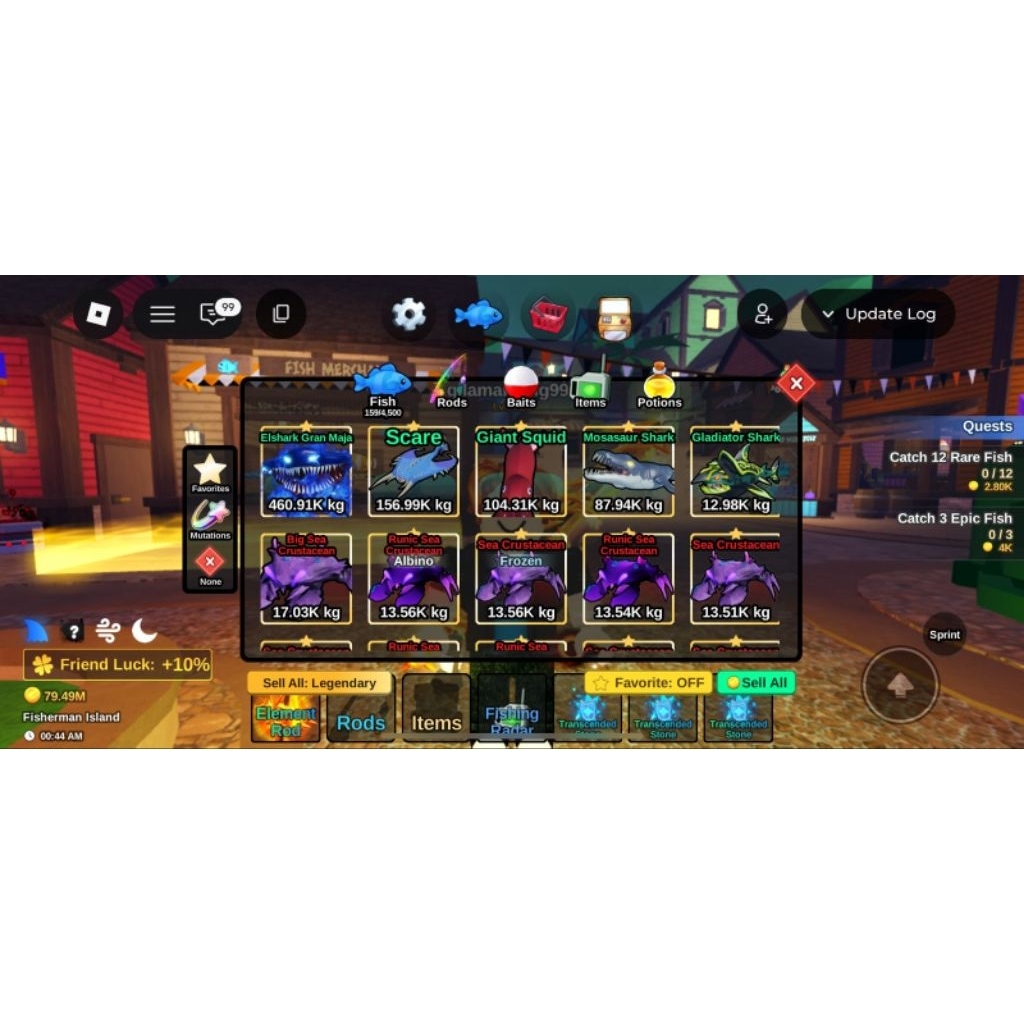 Akun Fish it - Element Rod, Singularity Bait & Bonus Ikan Secret