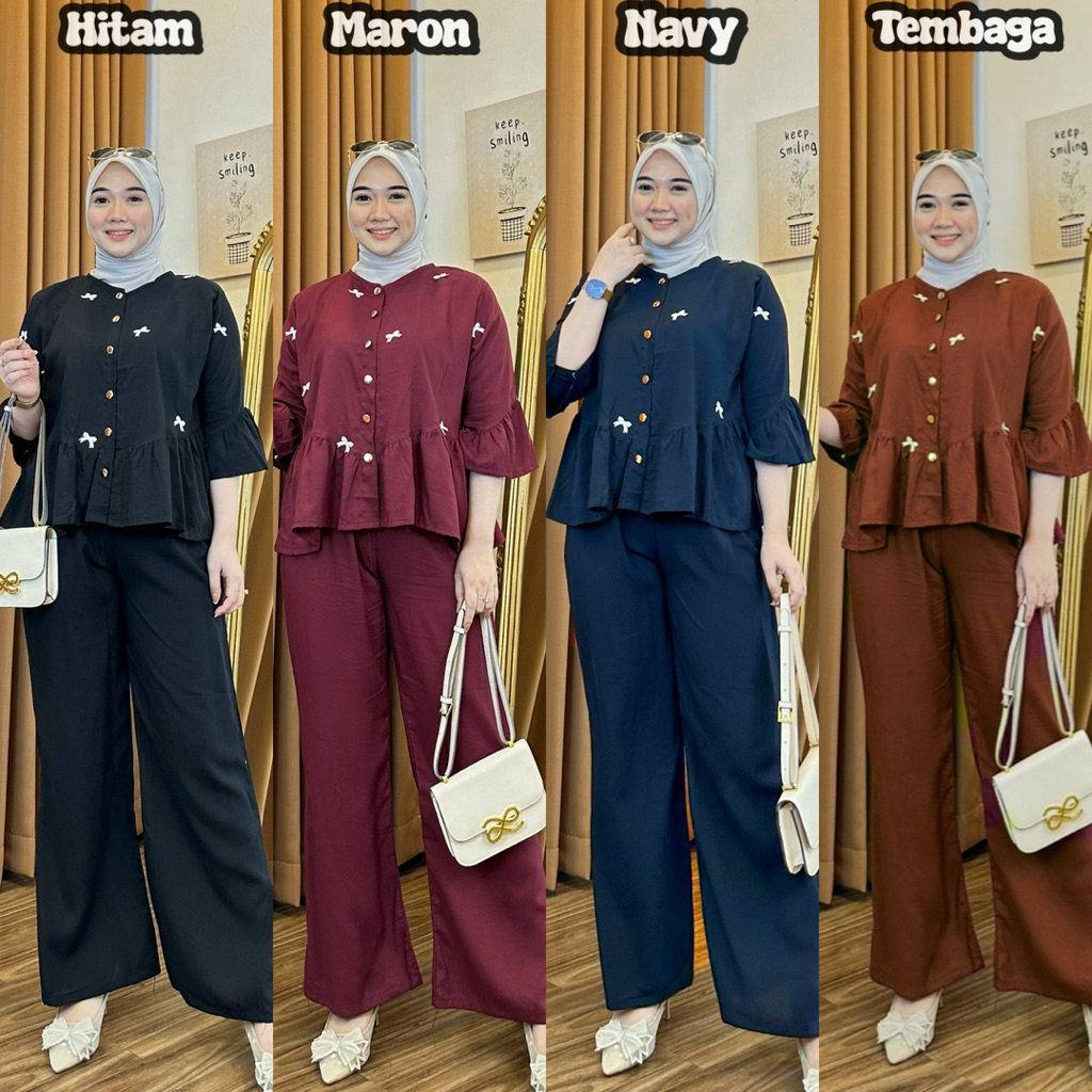 PITALOKA SET CELANA BEST SELLER SETELAN BLOUSE EMBROIDERY PITA VIRAL OOTD WANITA KEKINIAN