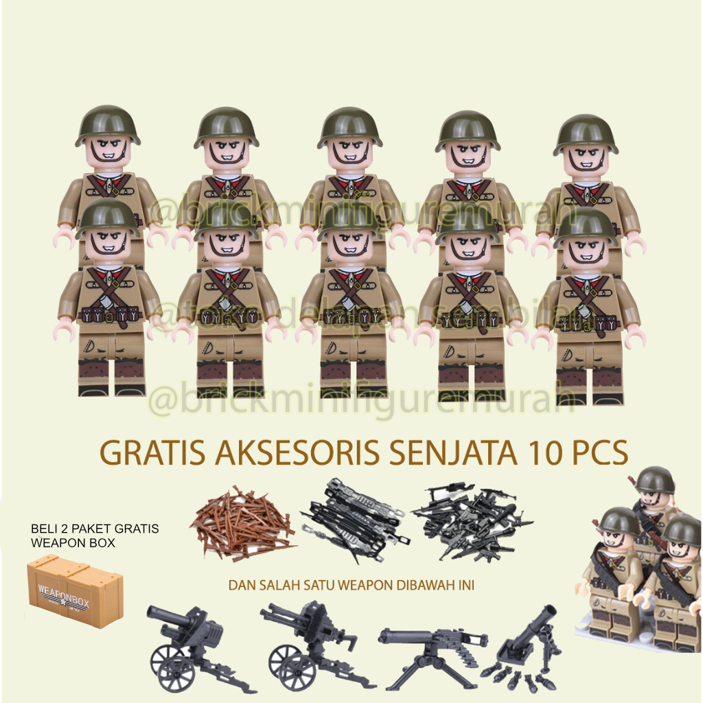 Brick Minifigure Tentara Militer Army WORLD WAR II ISI BANYAK