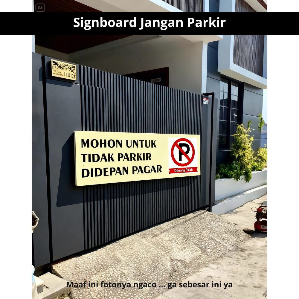 Tanda Jangan Parkir didepan Pagar P30xT10cm
