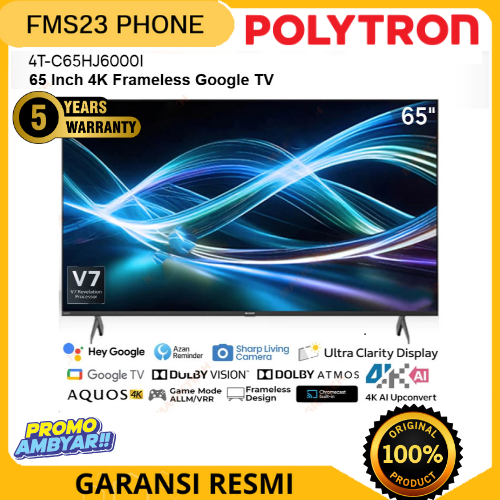 TV SHARP 65 Inch LED 65HJ6000I (4K UHD – Google TV) GARANSI RESMI