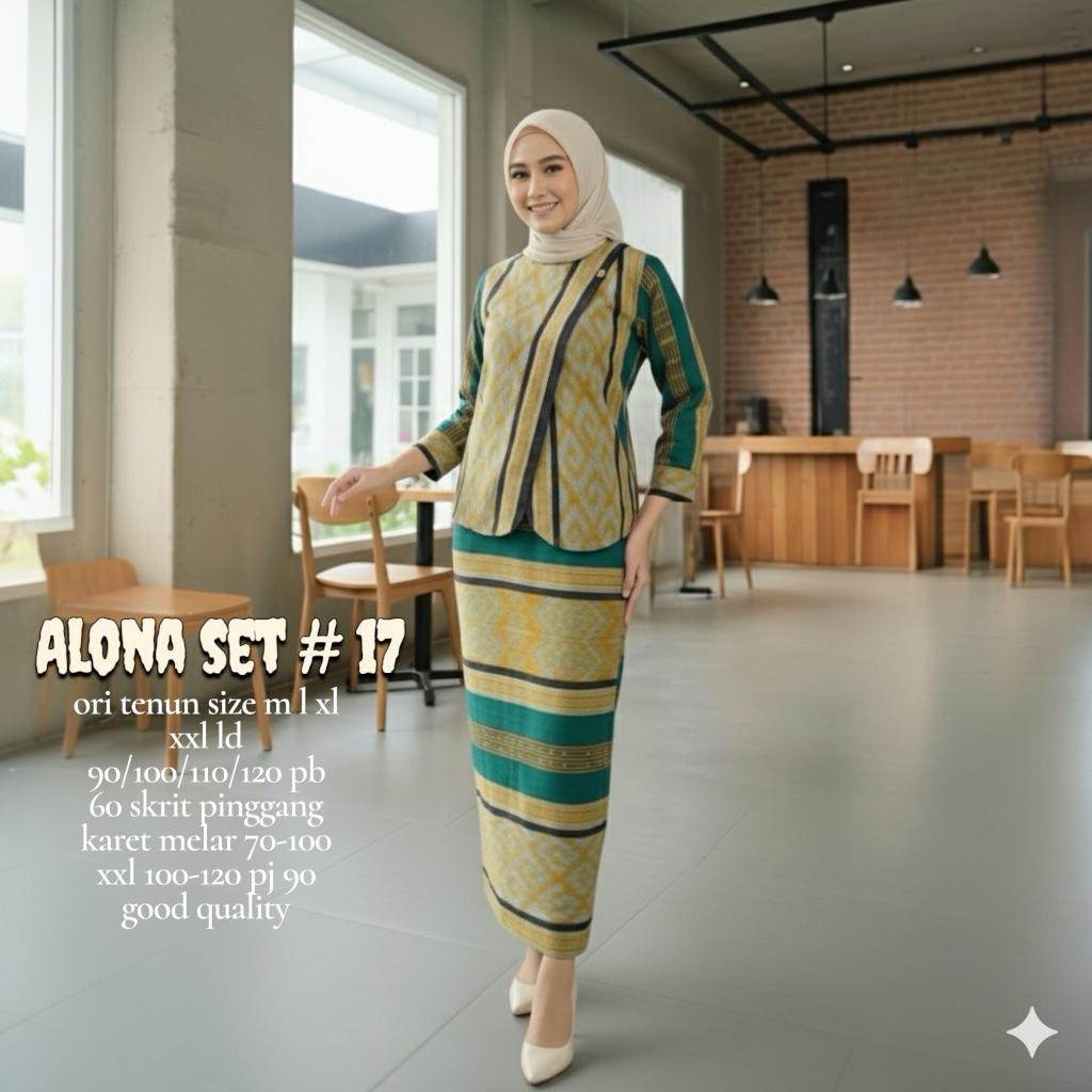 Setelan one set batik tenun etnik atasan dan rok untuk kondangan wanita kekinian