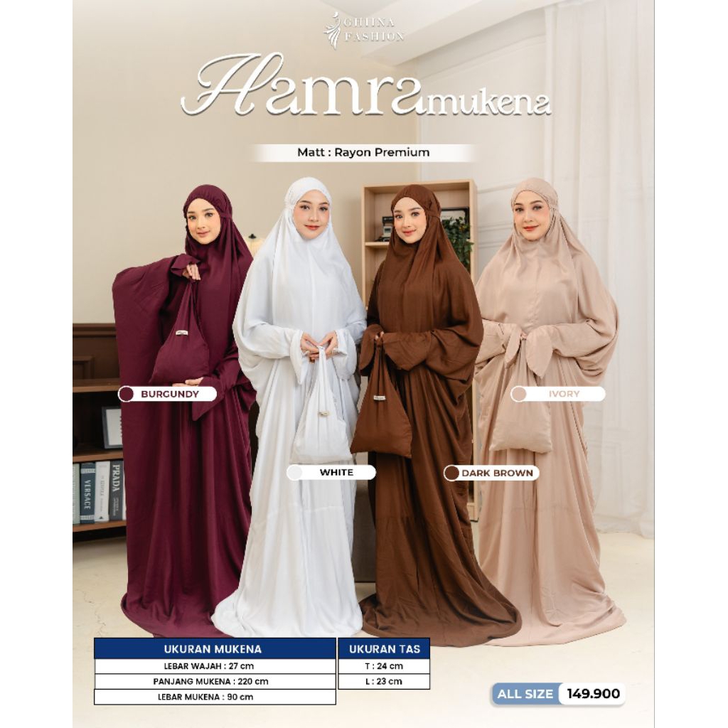 Hamra Mukena by Ghiina Fashion, Mukena Terusan Ghiina, Mukena Ghiina Fashion