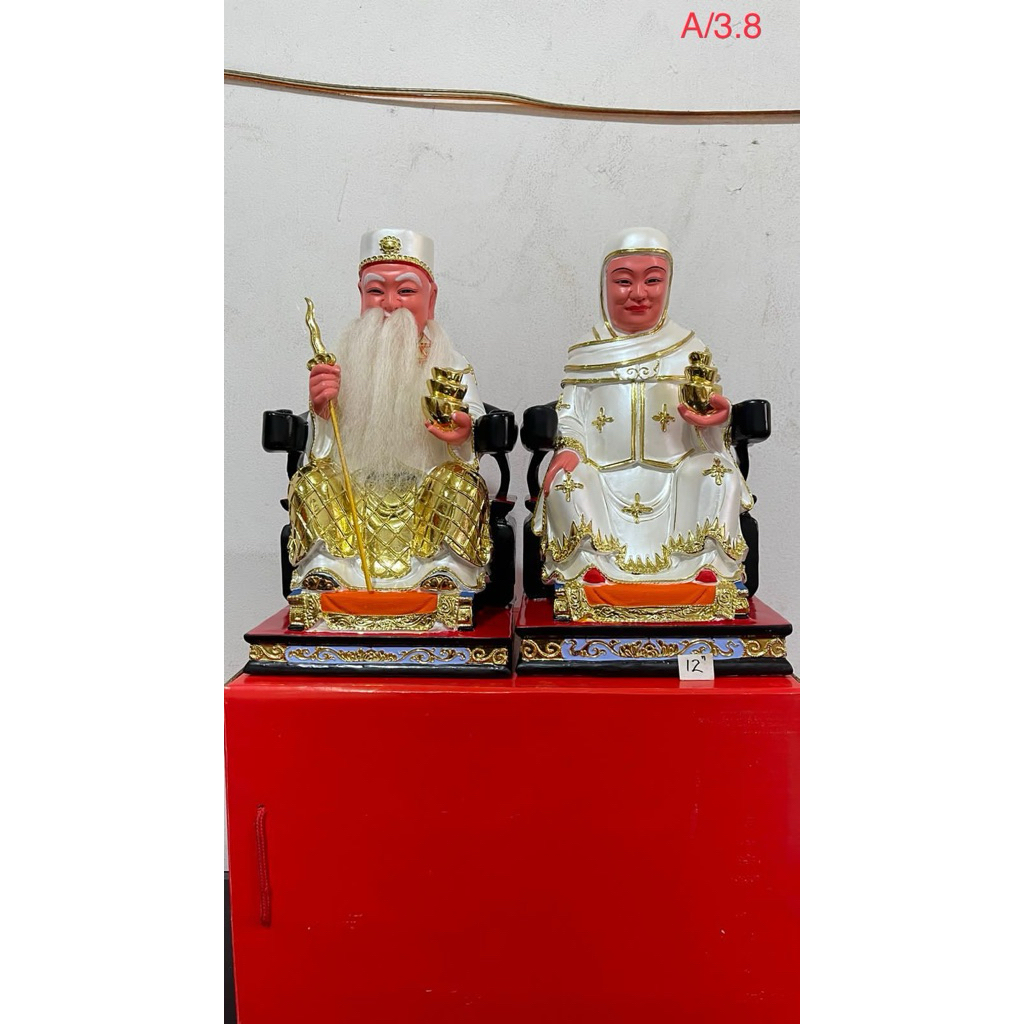 patung datuk kong datuk poh 12in bahan kayu