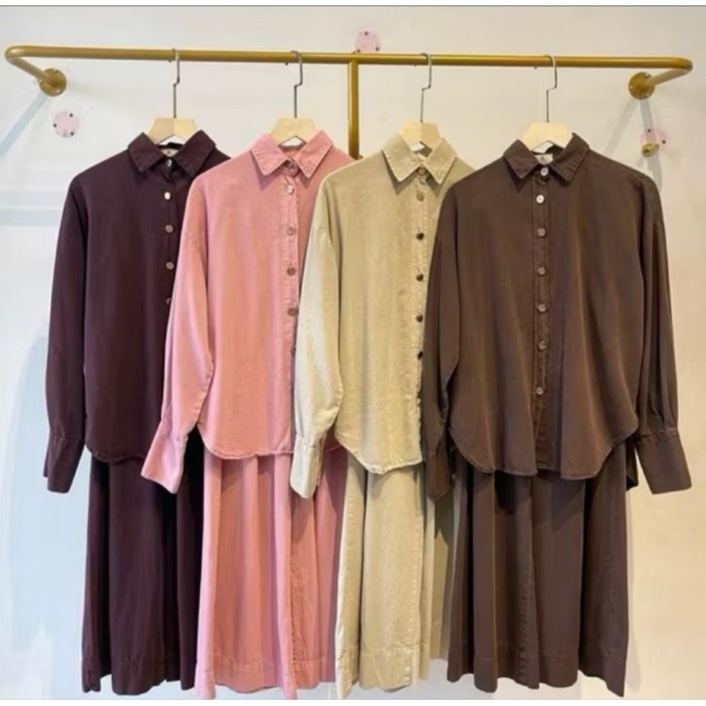 one set soft jeans warna burgundy by anemi