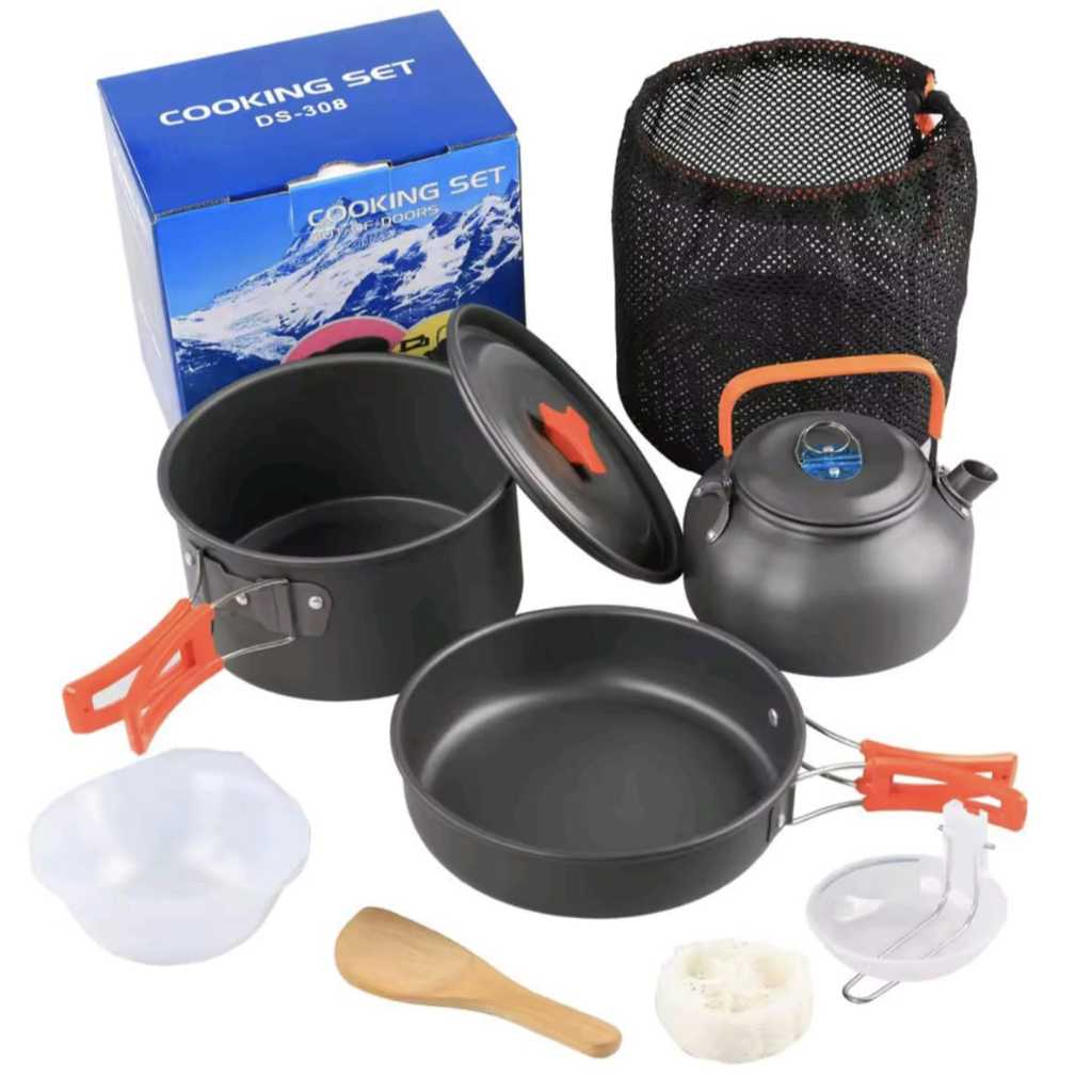Cooking Set DS 308 Nesting DS308 plus Teko Alat Masak Kompor Camping Outdoor Portable DS308