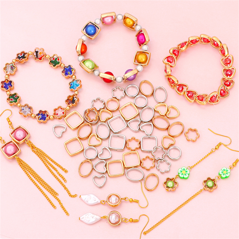 50pcs Manik Bingkai Dua Lubang, Spacer & Konektor untuk Aksesori DIY Kalung, Gelang, dan Anting