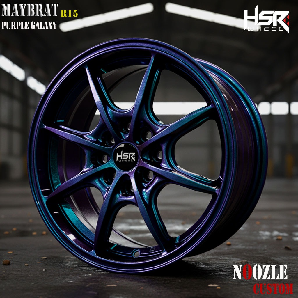 Velg Racing Ring 15 Lubang 4 PCD 100 Dan 114 Pelek Mobil HSR Type Maybrat Pelek Racing Warna Galaxy 