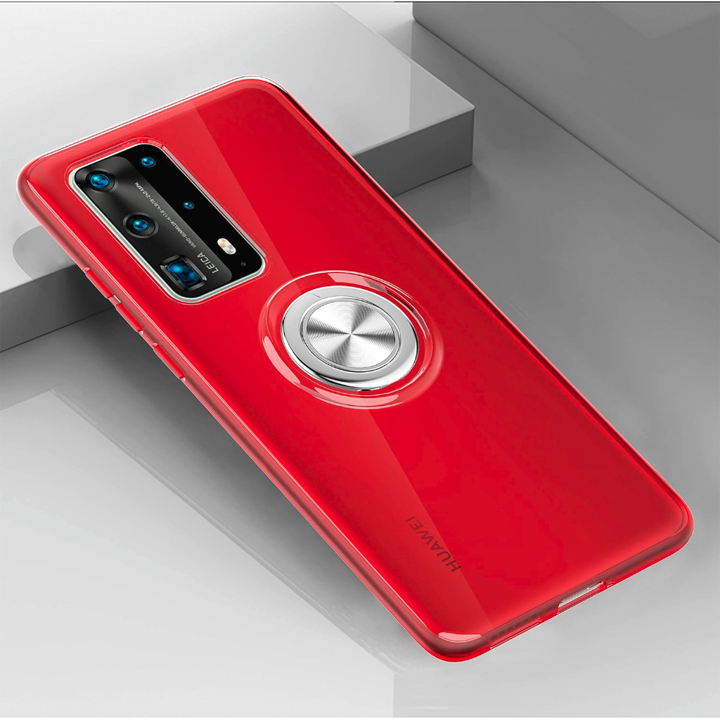 Case Huawei P40 P40 PRO RING Tpu Clear Stand Holder Softcase Silikon Bening Casing Transparan