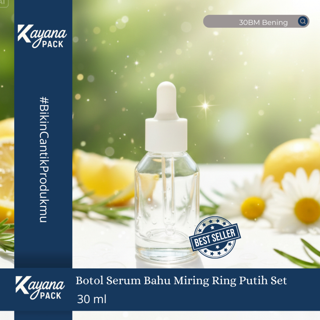 BOTOL PIPET TETES SERUM BAHU MIRING BENING 30ML RING PUTIH / BOTOL BM CLEAR UNIK (BM BENING 30)