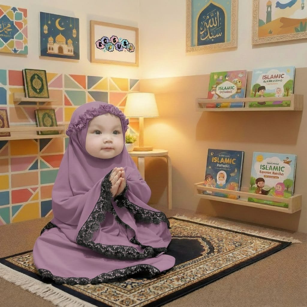 (EGSUS) Mukena Anak Bayi Ruffle Free Kantong Godie Bag Perlengkapan Sholat 0-5 Tahun SNI Standar