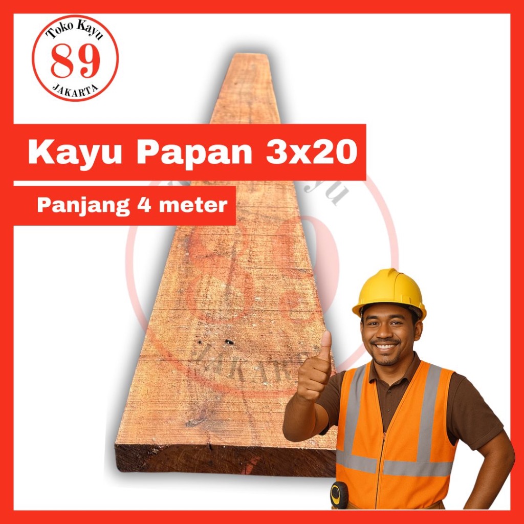 Kayu Papan 3x20 Meranti- panjang 4 meter / Kamper Banjar / Ky Banjar / Papan Proyek