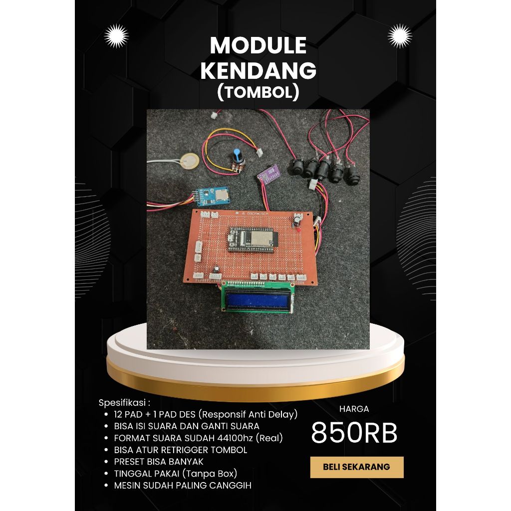 MODULE KENDANG DTX RAKITAN 12 PAD + 1 PAD DES FITUR LENGKAP RESPONSIF ANTI DELAY