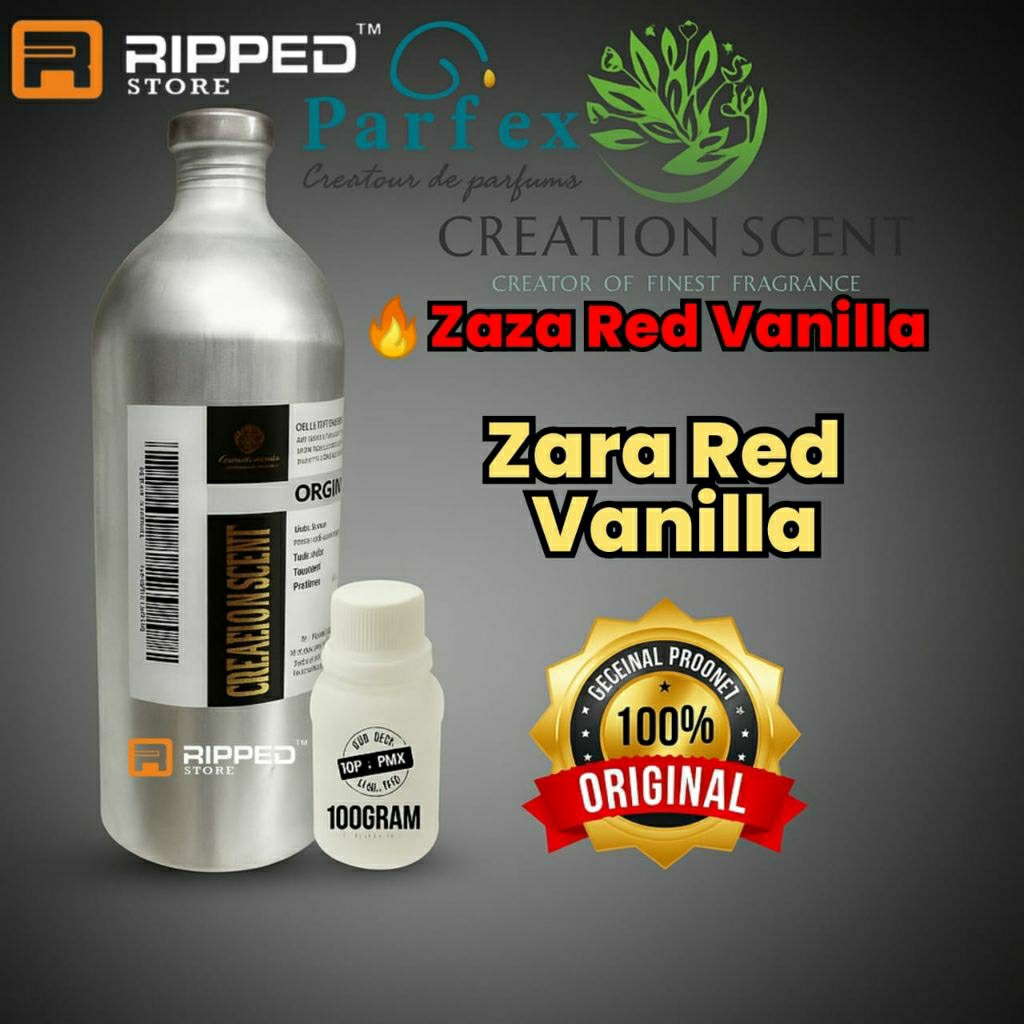 (100ML) Bibit Parfum Murni Zaza Red Vanilla Inspired Zara Red Vanilla By Original Creation Scent Per